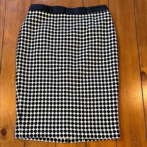 Boden Black Creme Polka Dot Pencil Skirt Size 8 EUC